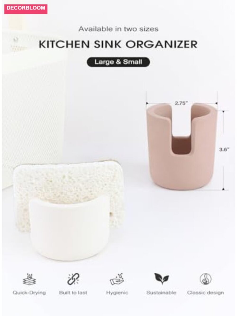 Natural Diatomite Quick Dry Sponge Holder for Kitchen Counter - Picture 2 of 6